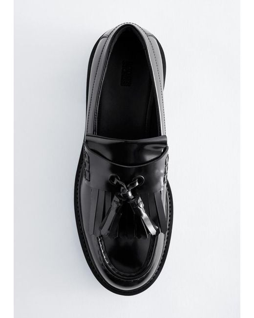 & Other Stories Black Fringle Leather Loafers