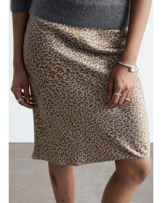 & Other Stories White Leopard Print Satin Skirt