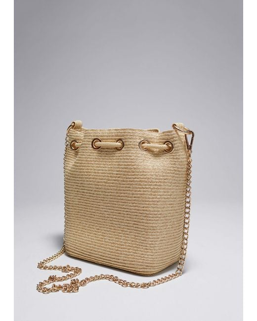 & Other Stories Natural Woven Paper-straw Bucket Bag