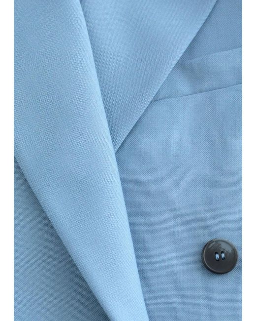 & Other Stories Blue Double-Breasted Wool Blazer