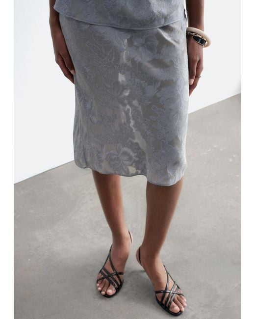 & Other Stories White Sheer Silk-Blend Midi Skirt