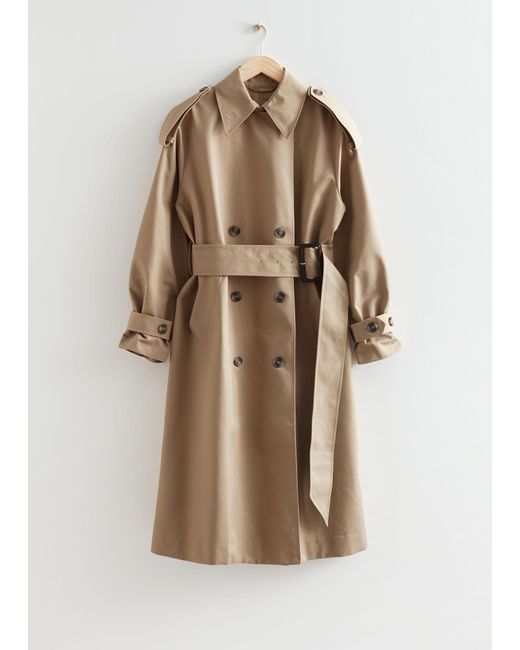 & Other Stories Natural Wide Belt Trench Coat
