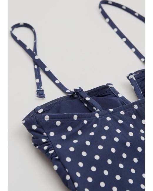 & Other Stories Blue Polka-dot Bandeau Swimsuit