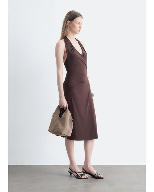 & Other Stories White Halterneck Jersey Midi Dress
