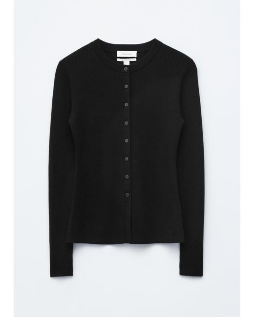 & Other Stories White Rib-Knit Merino Wool Cardigan