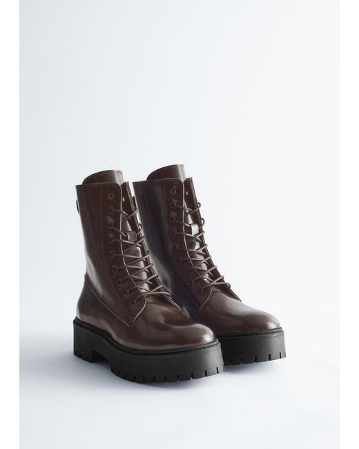 & Other Stories Black Lace-Up Leather Boots