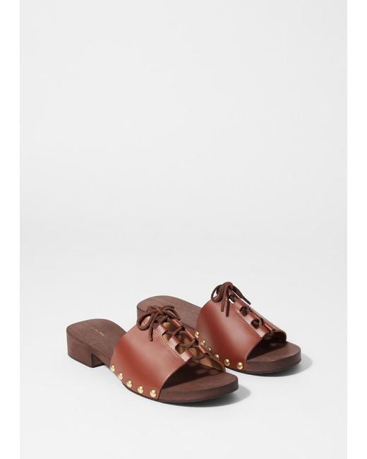 & Other Stories Brown Lace-Up Clog Sandals