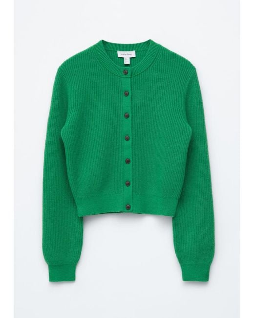 & Other Stories Green Rib-Knit Cardigan