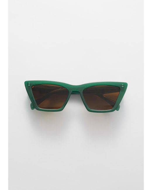 & Other Stories Green Angular Cat Eye Sunglasses