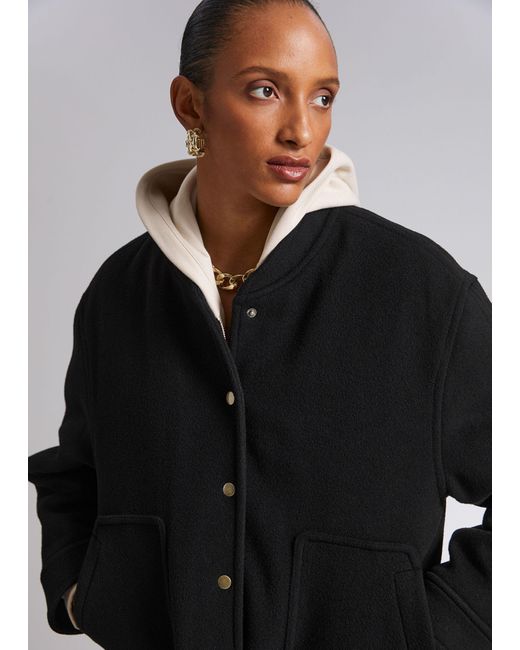 & Other Stories Black Oversized Wool Jacket