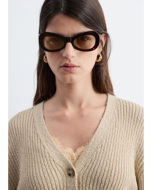 & Other Stories Natural Ribbed Cotton Cardigan