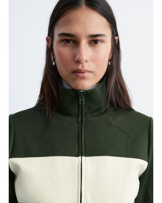 & Other Stories Green Scuba Zip-Up Jacket