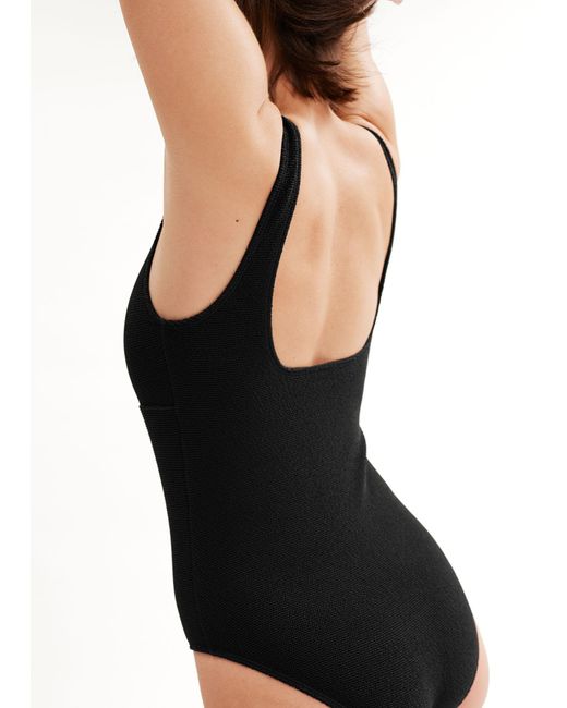 & Other Stories Black Textured Swimsuit