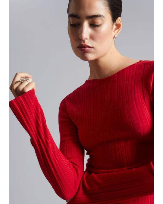 & Other Stories Red Merino Wool Top