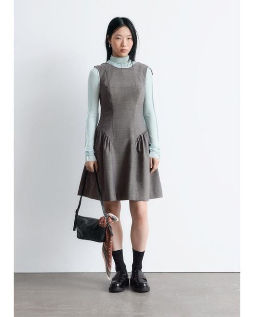 & Other Stories White Flared Wool Mini Dress