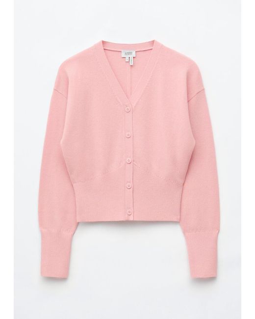 & Other Stories Pink Wool Corset Rib Cardigan