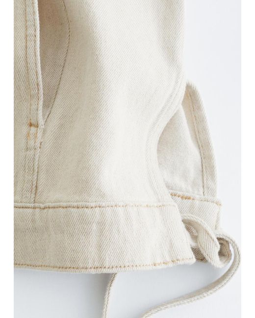 & Other Stories White Cropped Tie-Closure Denim Jacket