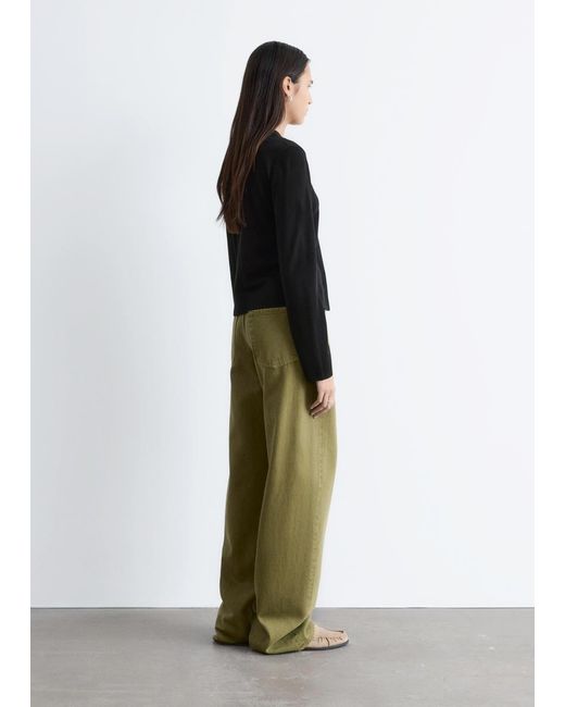 & Other Stories Black Double-Layer Merino Wool Cardigan