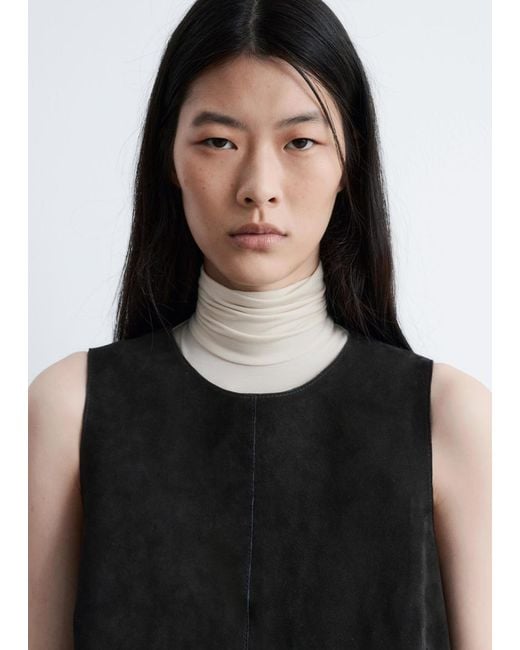 & Other Stories Black Oversized Suede Top