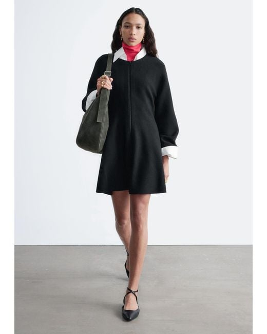 & Other Stories Black Leather Cross-Strap Ballet Flats