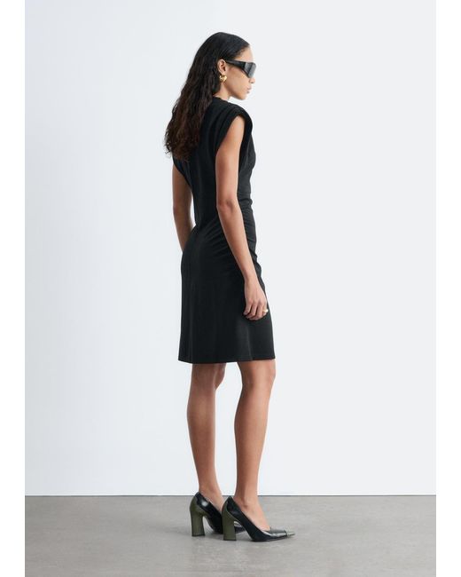 & Other Stories White Draped Jersey Mini Dress