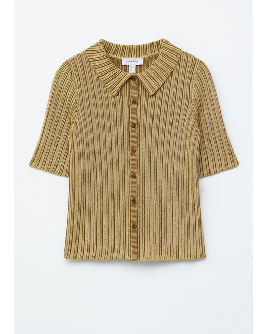 & Other Stories White Rib-Knit Lurex Top