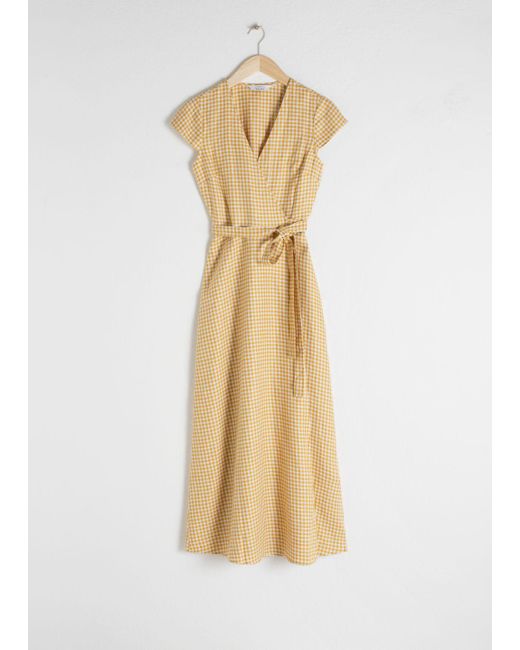 linen midi wrap dress