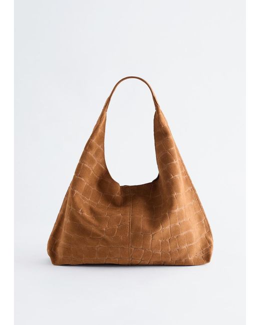 & Other Stories Natural Small Faux Croco Tote Bag