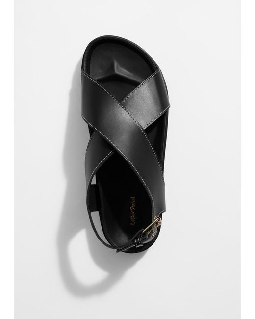 & Other Stories Black Criss-Cross Leather Sandals