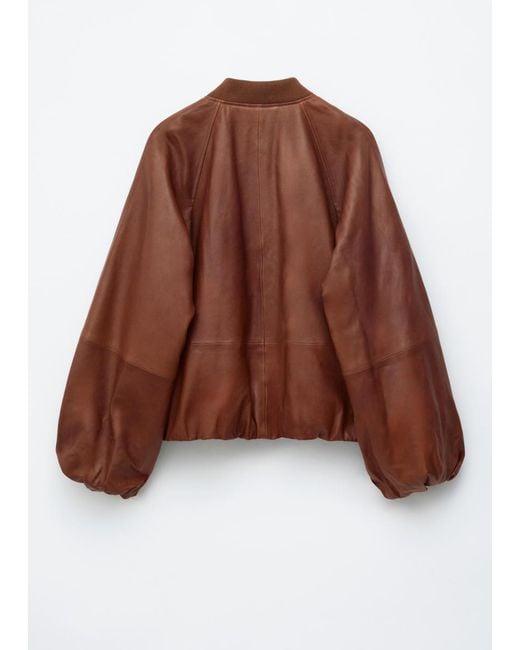 & Other Stories White Leather Bomber Jacket