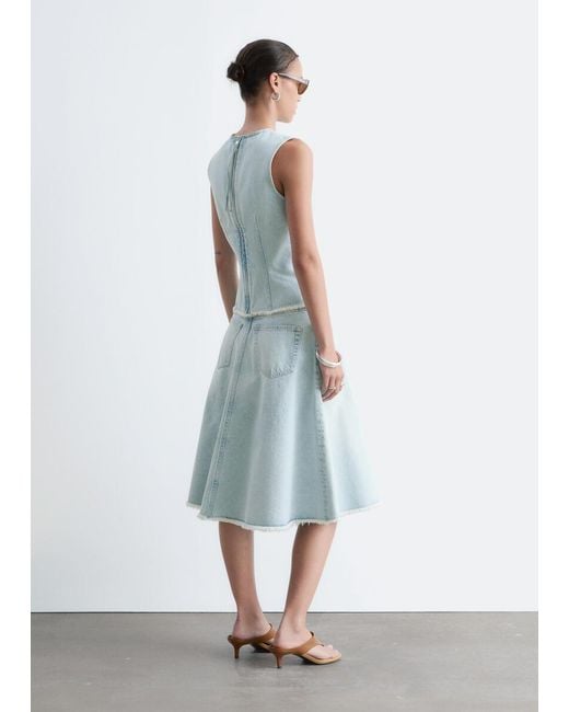 & Other Stories Blue Raw-Edge Denim Top