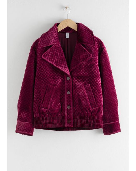 & Other Stories Pink Quilted Velour Jacket