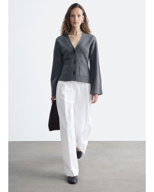 & Other Stories Gray Tapered Knit Cardigan