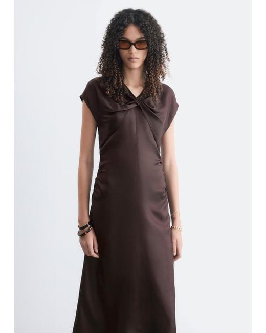 & Other Stories Brown Twisted Silk Dress