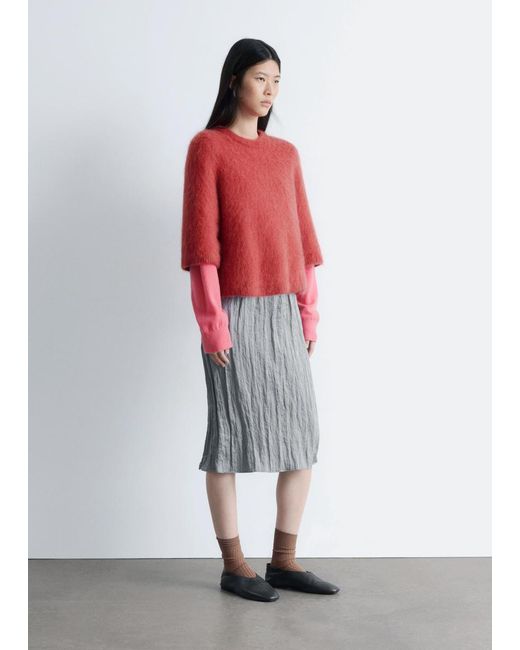 & Other Stories Red Knee-Length Crêpe Skirt