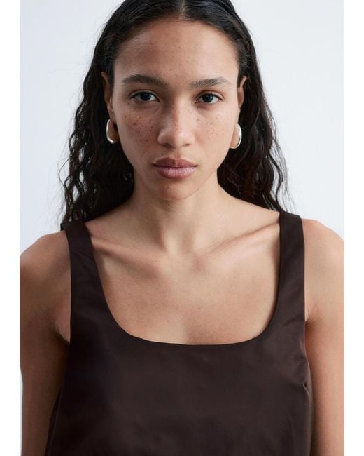 & Other Stories Brown Sculpted Drawstring Mini Dress