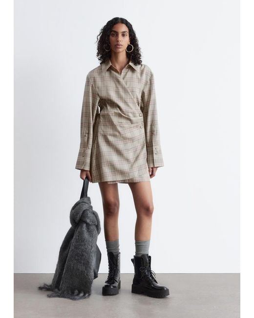 & Other Stories White Wrap Shirt Mini Dress