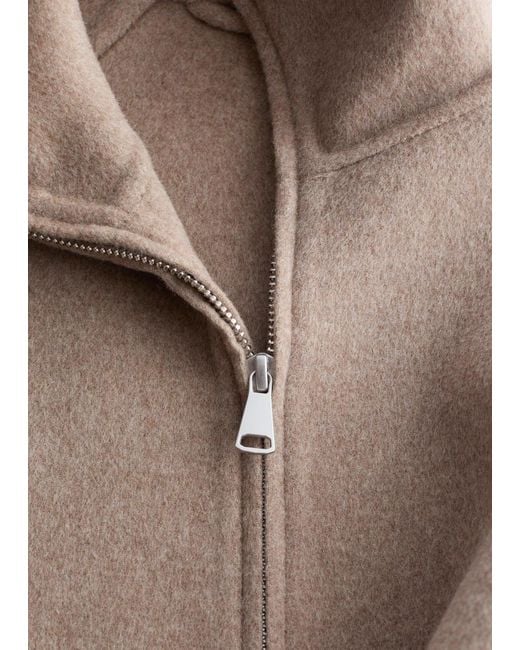 & Other Stories Natural Zip-Up Wool Jacket