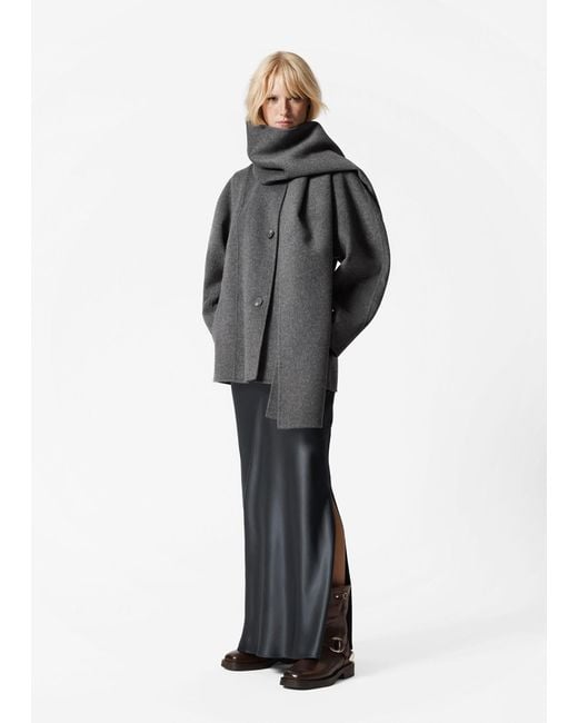 & Other Stories Gray Wool Scarf Jacket