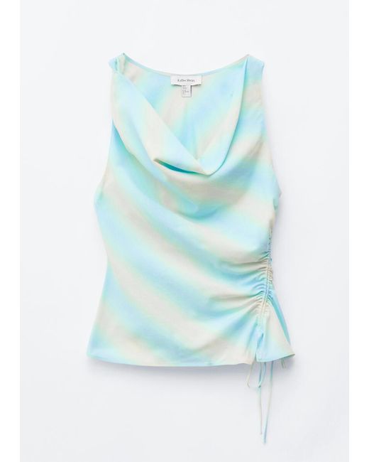 & Other Stories Blue Cowl-Neck Drawstring Top