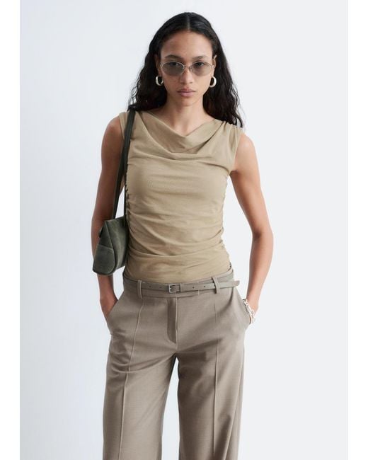 & Other Stories Natural Draped Cowl-Neck Top