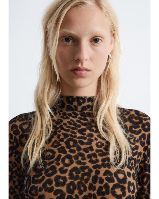 & Other Stories Brown Mock-Neck Top