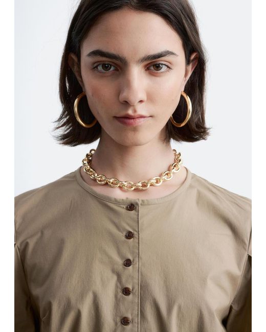 & Other Stories Natural Puff-Sleeve Blouse