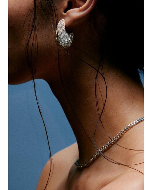 & Other Stories White Rhinstone Drop Earrings