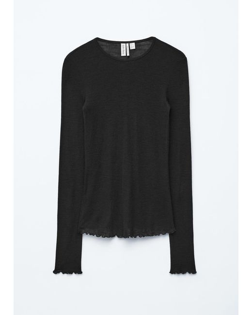 & Other Stories Black Long-Sleeve Wool Top