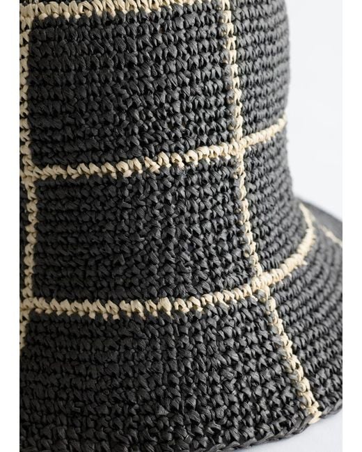 & Other Stories Black Woven Straw Bucket Hat