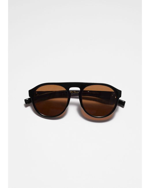 & Other Stories Black Rounded Aviator Sunglasses