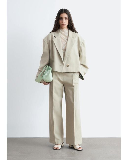 & Other Stories Natural Cropped Oversized Blazer