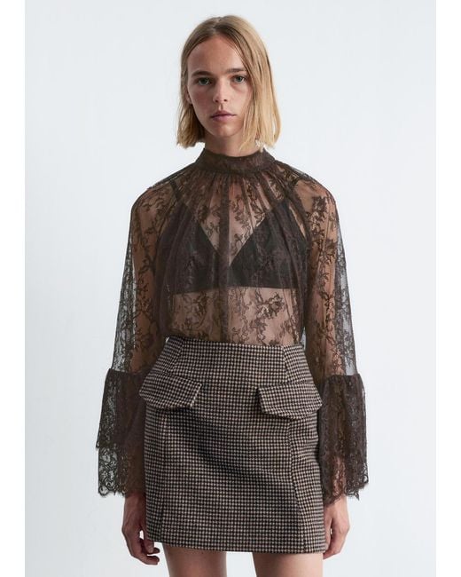 & Other Stories Black Flap-Pocket Mini Skirt