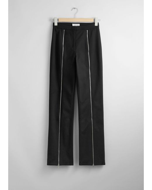 & Other Stories Black Zipper-detailed Trousers